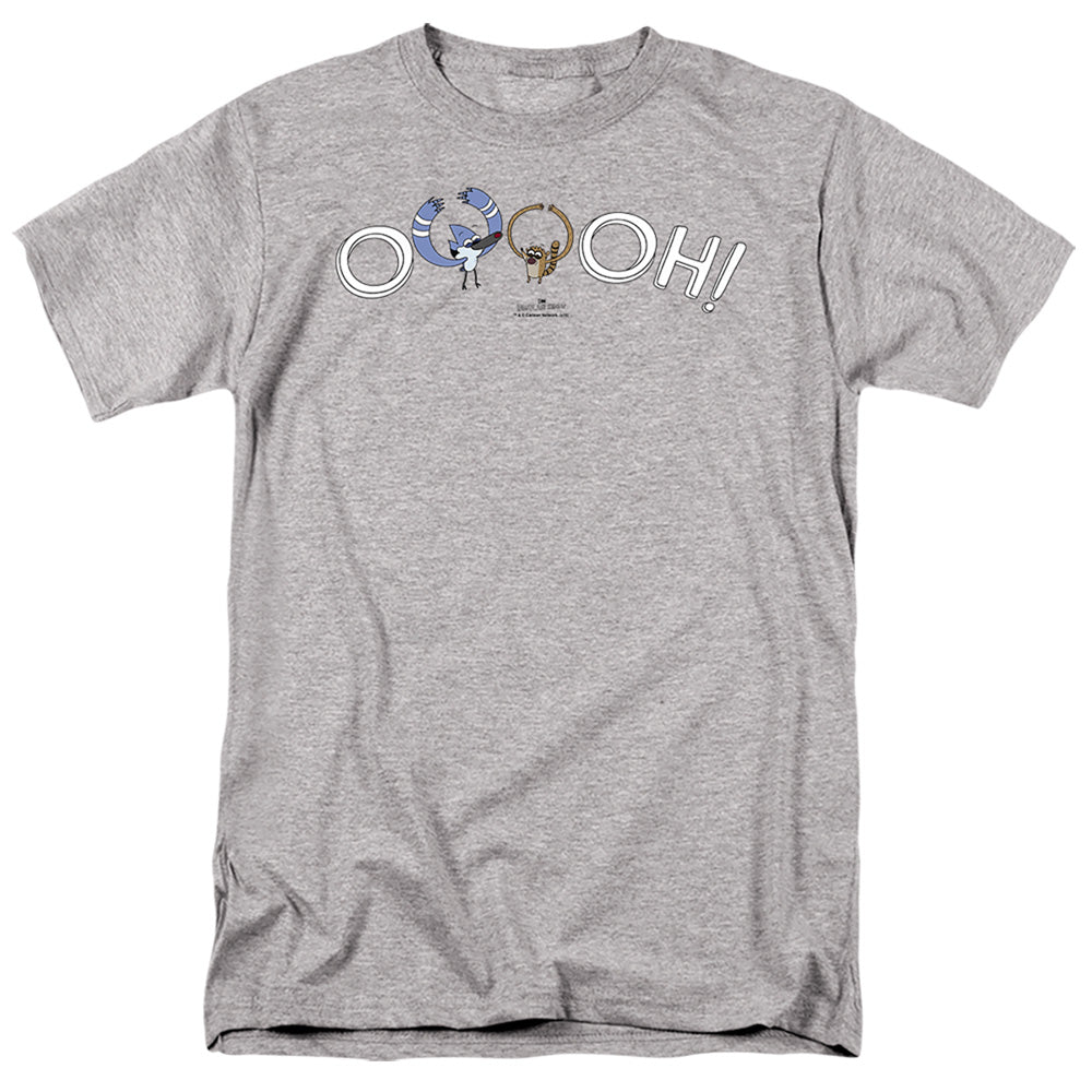 Regular Show - Ooooh - Adult Unisex Short Sleeve T-Shirt - Gray