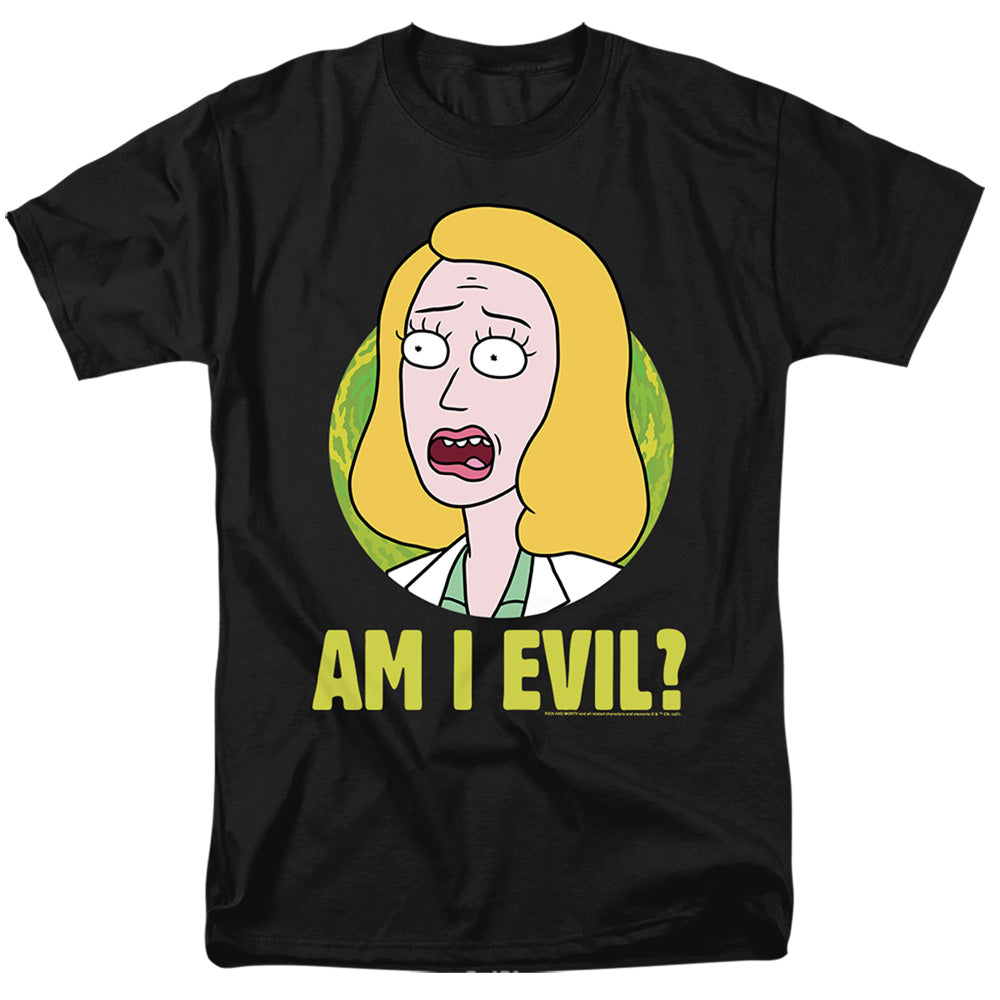 Rick And Morty - Beth Am I Evil? - Adult Unisex Short Sleeve T-Shirt - Black