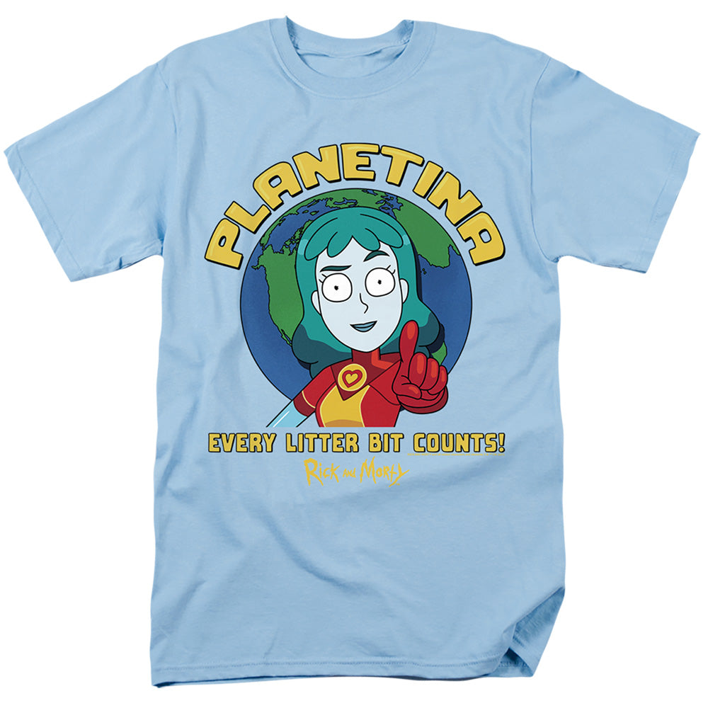 Rick And Morty - Planetina Litter Bit Counts - Adult Unisex T-Shirt - Blue