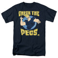 Johnny Bravo - Check The Pects - Adult Unisex Short Sleeve T-Shirt - Blue
