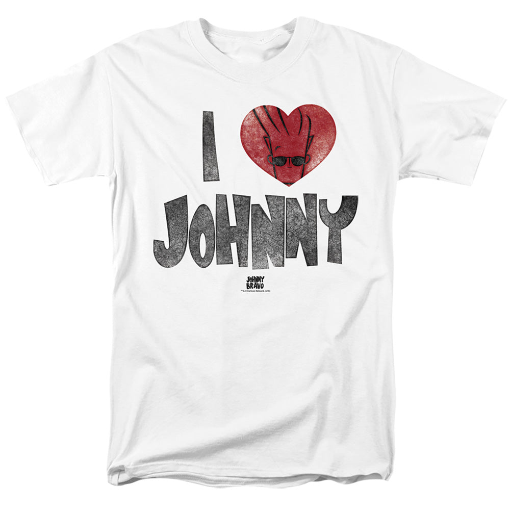 Johnny Bravo - I Heart Johnny - Adult Unisex Short Sleeve T-Shirt - White