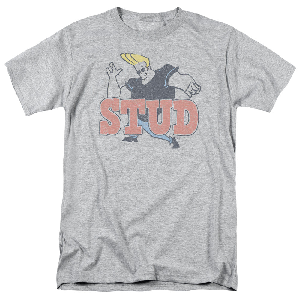 Johnny Bravo - Stud - Adult Unisex Short Sleeve T-Shirt - Gray