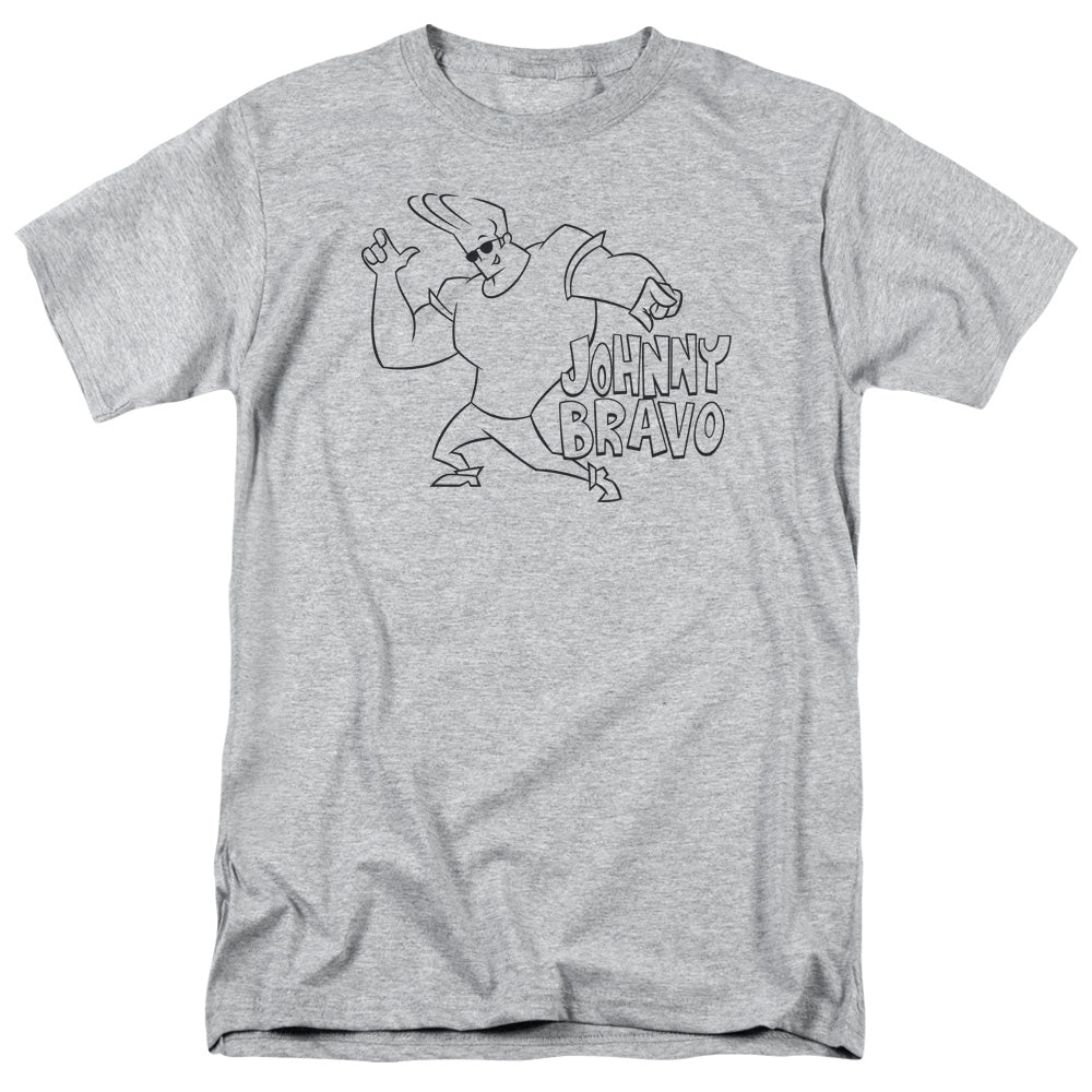 Johnny Bravo - Jb Line Art - Adult Unisex Short Sleeve T-Shirt - Gray