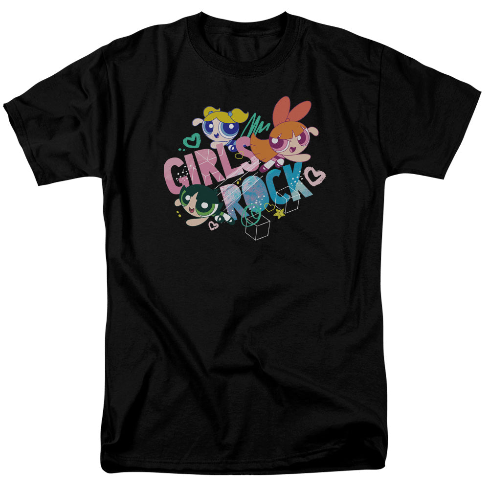 Powerpuff Girls - Girls Rock - Adult Unisex Short Sleeve T-Shirt - Black