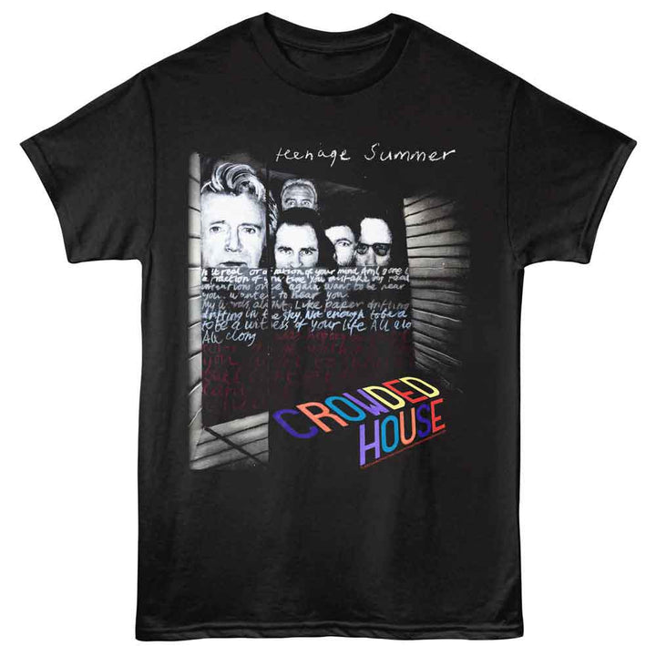 Crowded House - Teenage Summer - Solid Adult Unisex Short Sleeve T-Shirt - Black