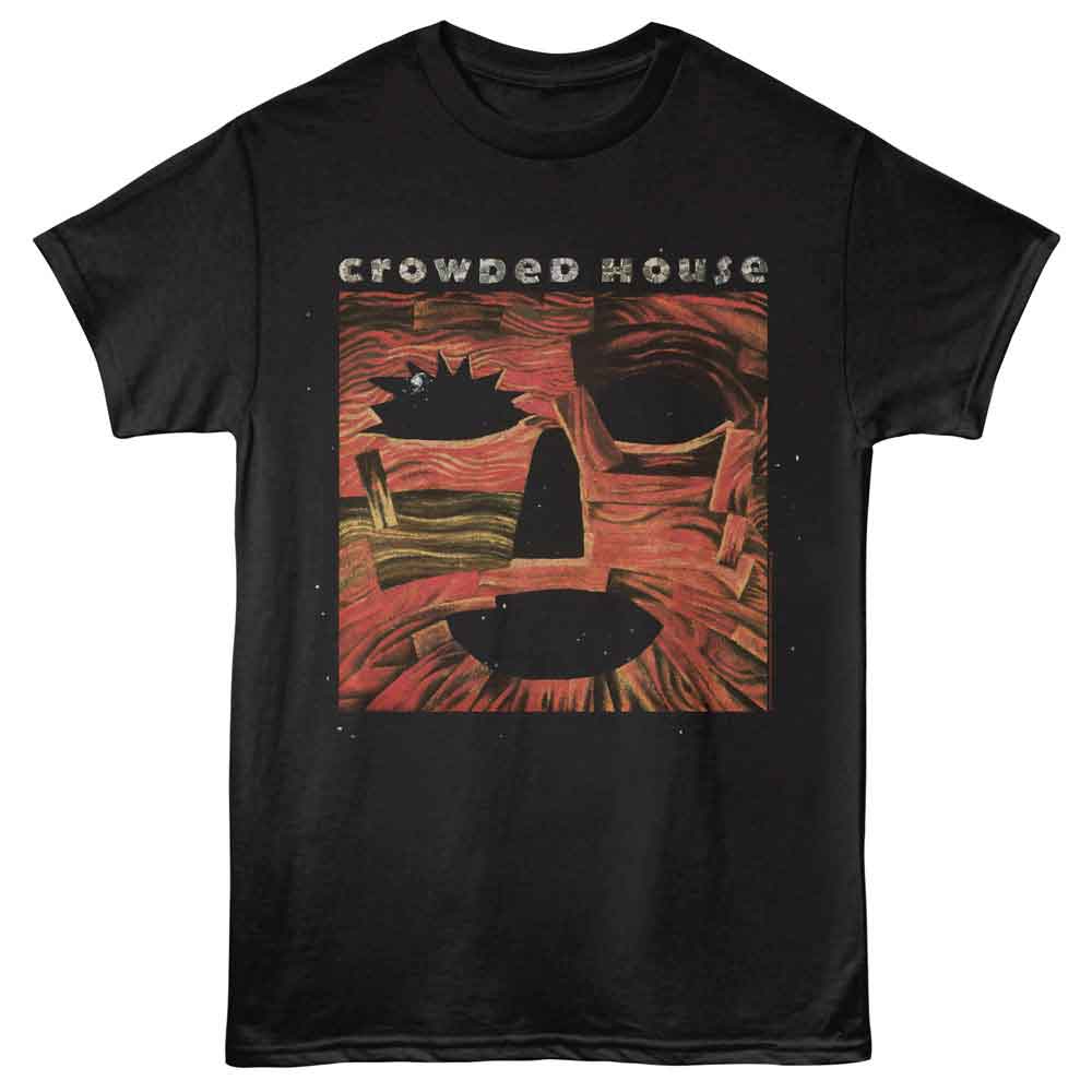 Crowded House - Woodface - Black - Front Print Solid Adult Unisex Short Sleeve T-Shirt