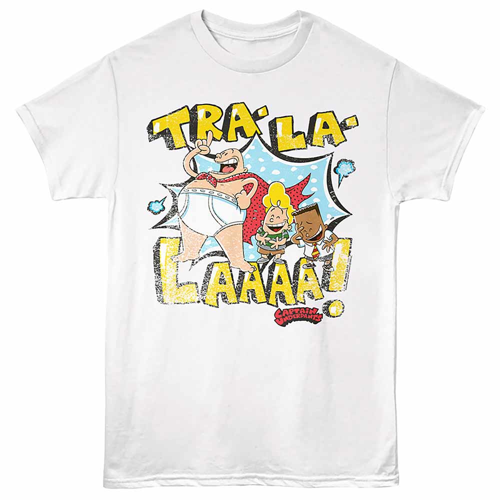 Captain Underpants - Tra La Laugh - Front Print Adult Short Sleeve Solid T-Shirt - White