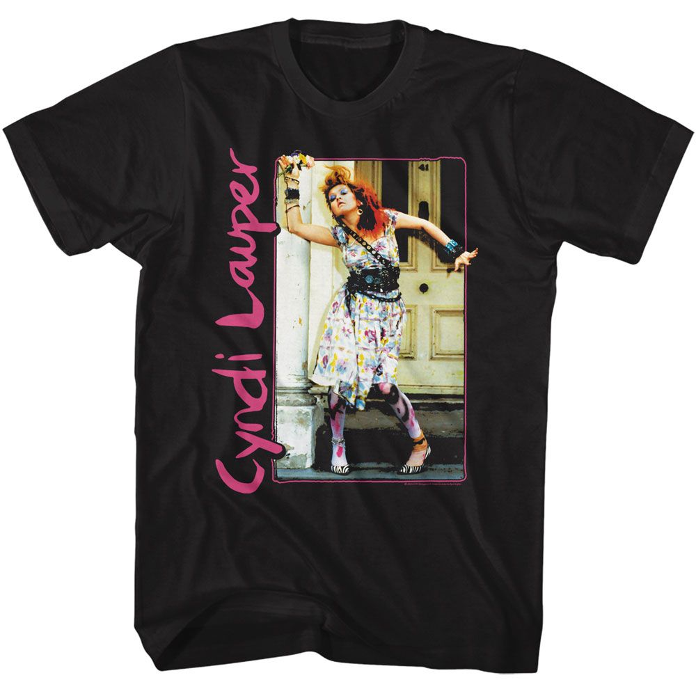 Cyndi Lauper - Painted Dress And Tights - American Classics - Solid Black Adult Short Sleeve T-Shirt
