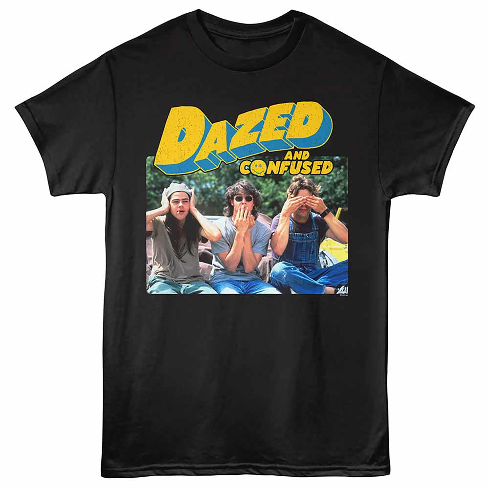 Dazed And Confused - Hear Speak See - Front Print Adult Short Sleeve Solid T-Shirt - Black
