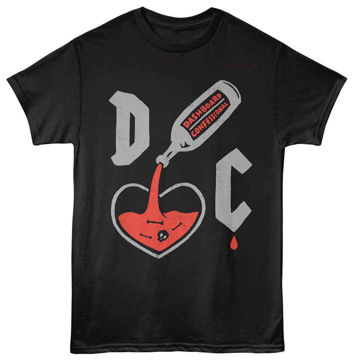 Dashboard Confessional - Liquid Heart - Black - Front Print Solid Adult Unisex Short Sleeve T-Shirt