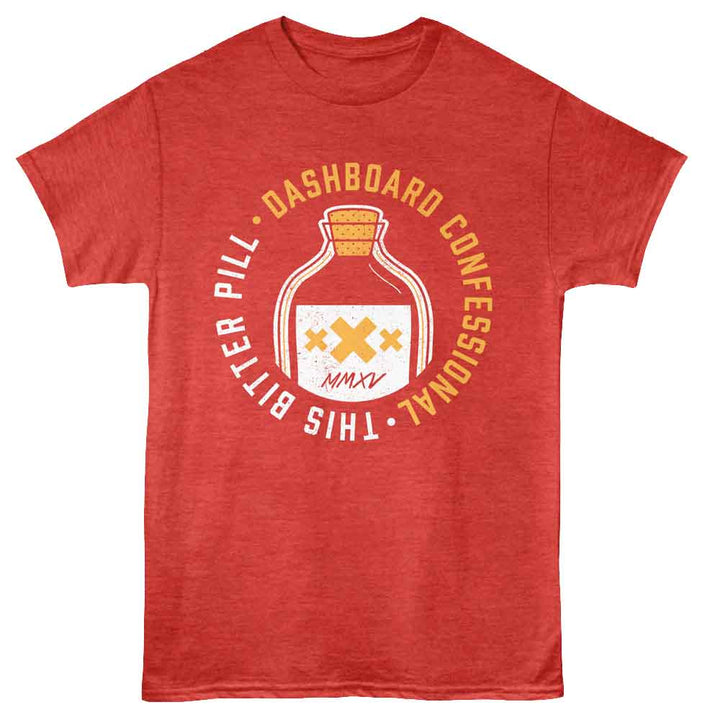 Dashboard Confessional - The Bitter Pill - Red - Front Print Heather Adult Unisex Short Sleeve T-Shirt