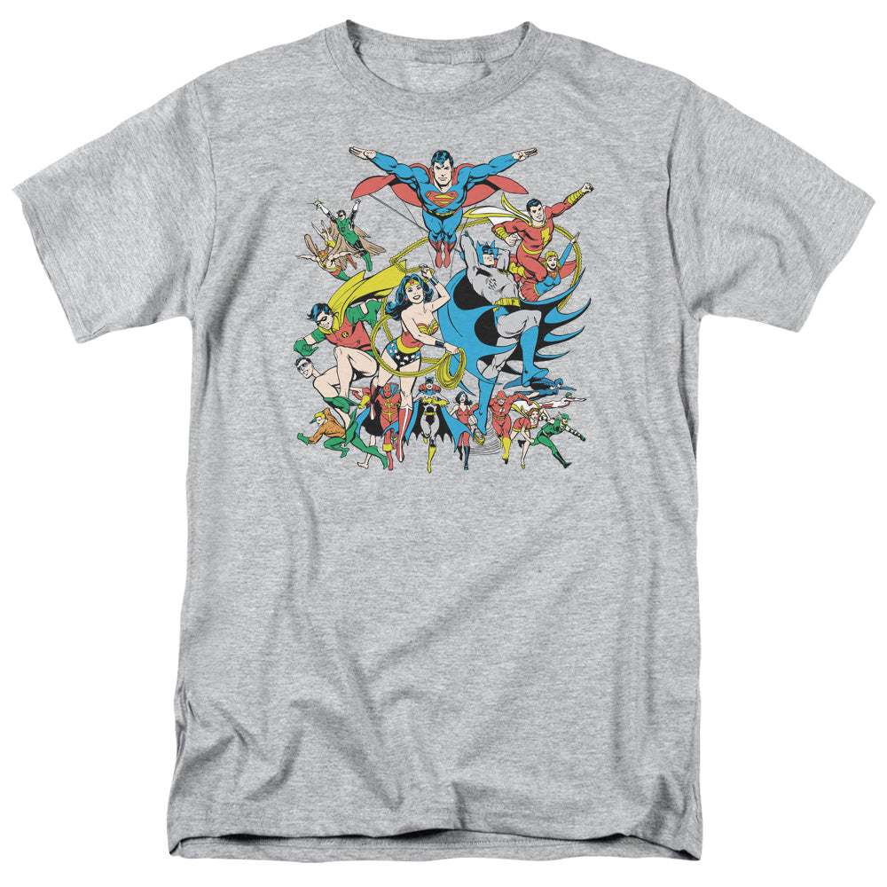 DC Comics - Justice League - Assemble - Adult Unisex Short Sleeve T-Shirt - Gray