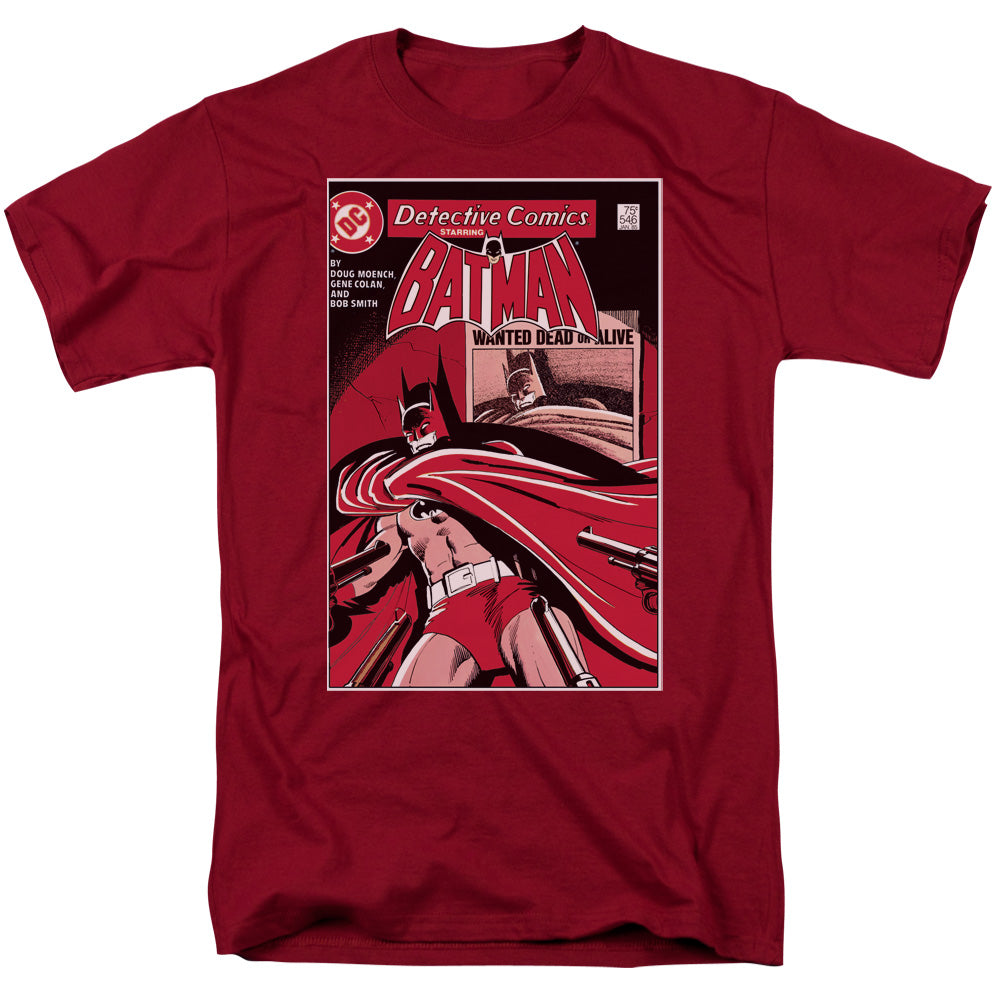 DC Comics - Batman - Wanted Bat - Adult Unisex Short Sleeve T-Shirt - Red