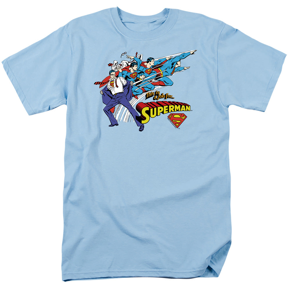 DC Comics - Superman - Quick Change - Adult Unisex Short Sleeve T-Shirt - Blue