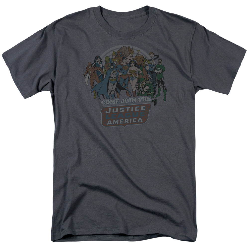 DC Comics Justice League Join The Justice League Adult Unisex T-Shirt Gray