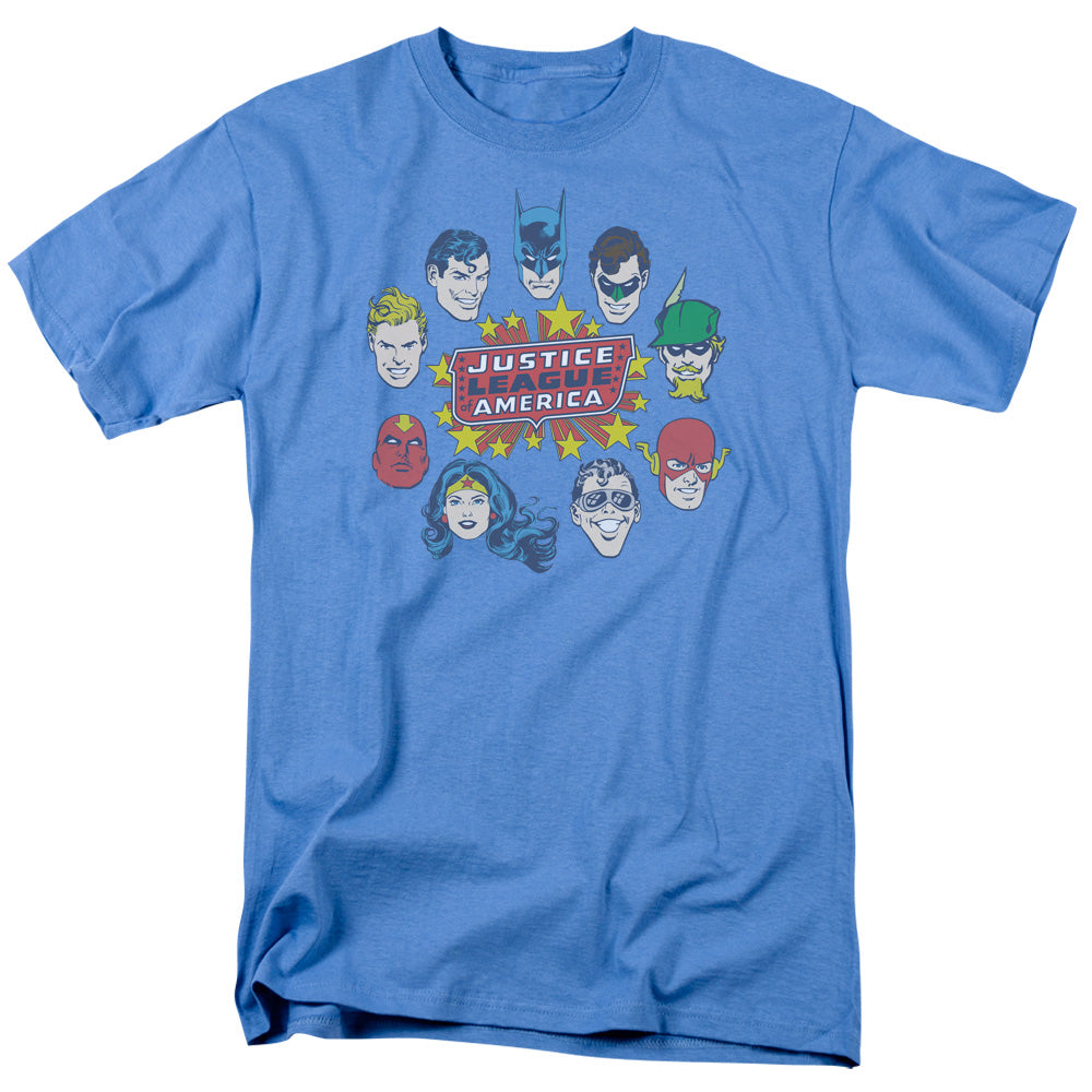 DC Comics - Justice League - Head Circle - Adult Unisex T-Shirt - Blue