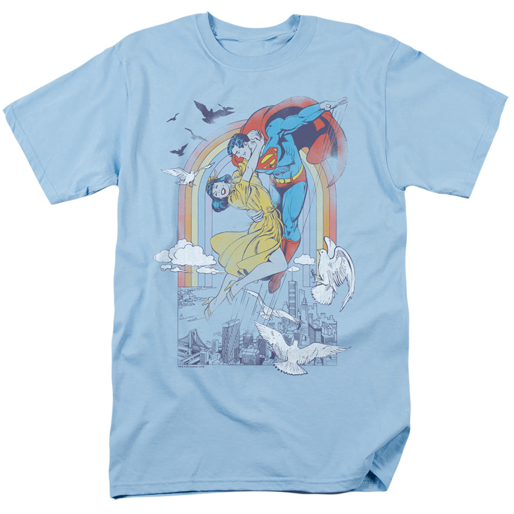 DC Comics - Superman - Rainbow Love - Adult Unisex Short Sleeve T-Shirt - Blue