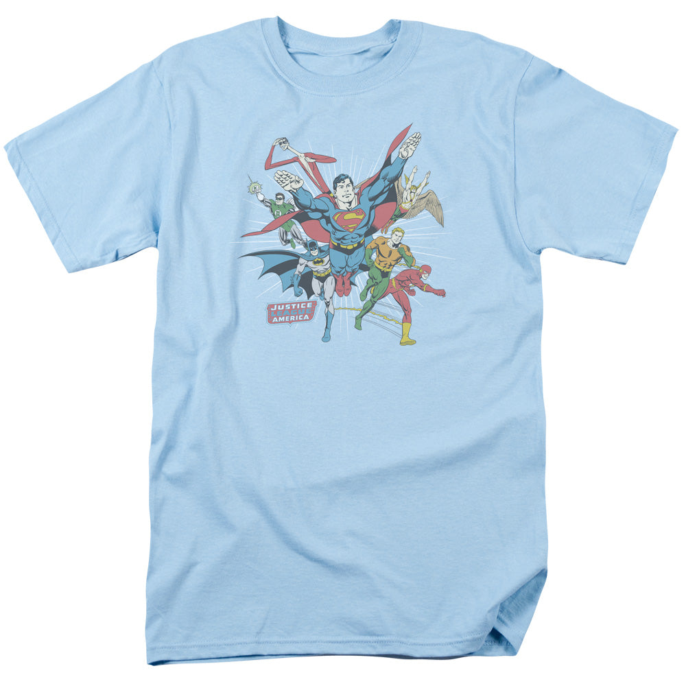 DC Comics - Justice League - Lead The Charge - Adult Unisex T-Shirt - Blue