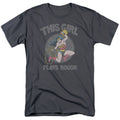 DC Comics - Wonder Woman - Plays Rough - Adult Unisex T-Shirt - Gray