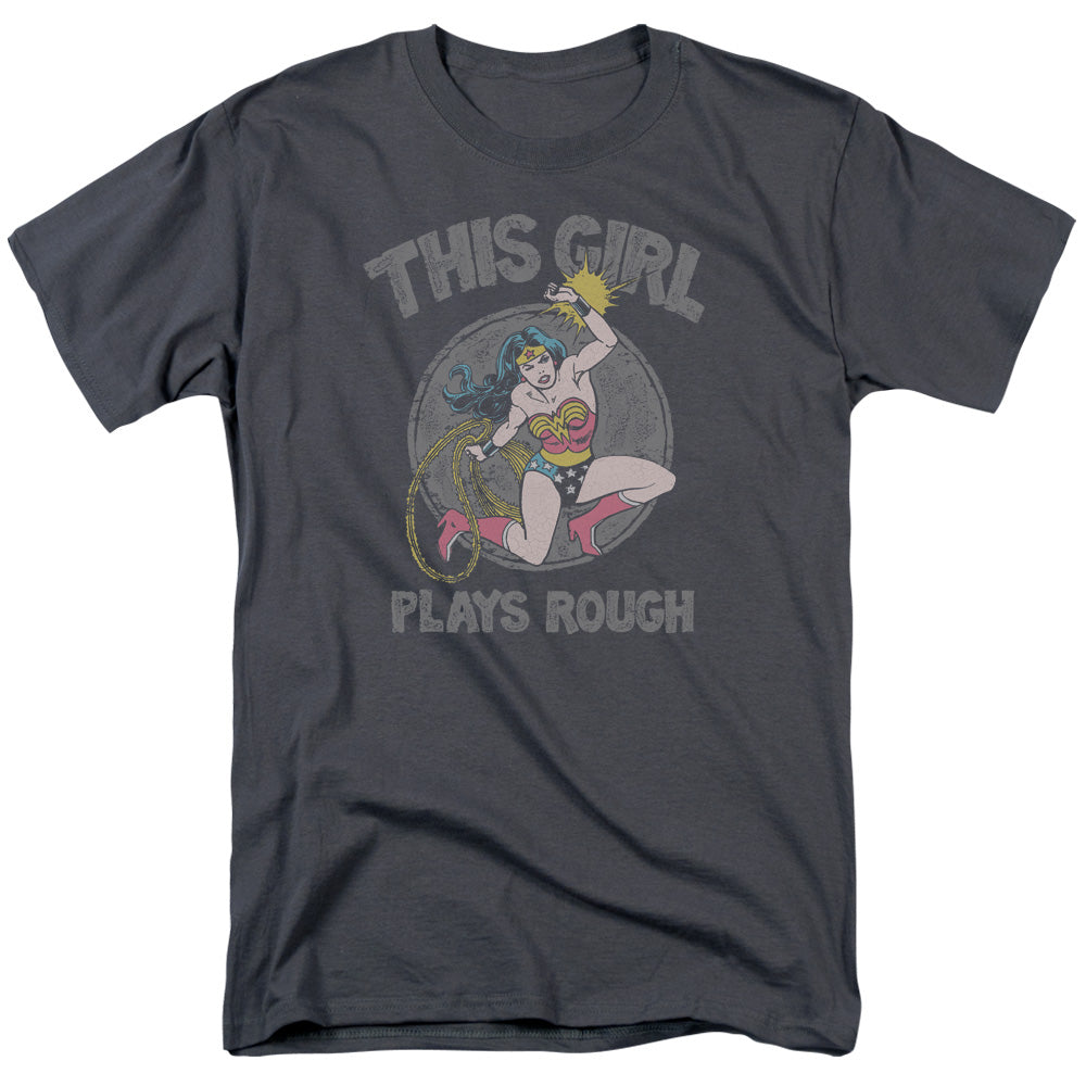 DC Comics - Wonder Woman - Plays Rough - Adult Unisex T-Shirt - Gray