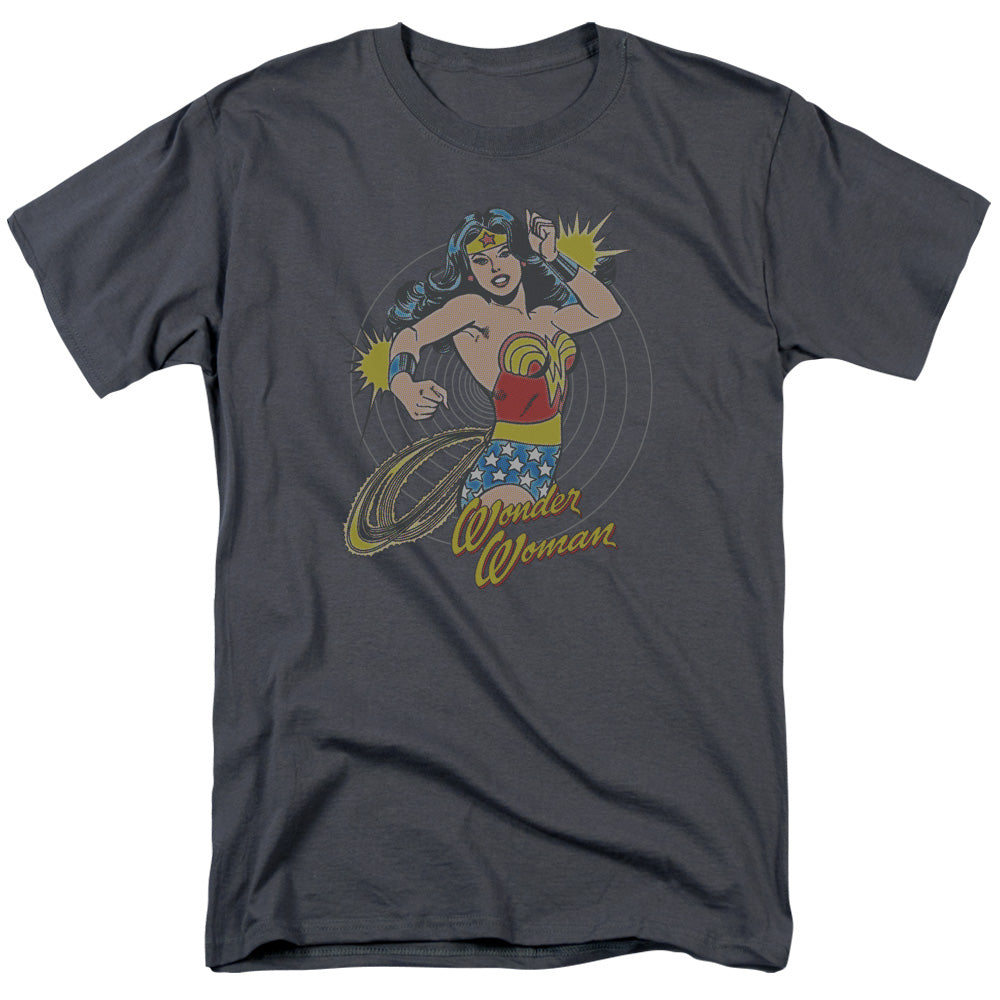 DC Comics - Wonder Woman - Spinning - Adult Unisex Short Sleeve T-Shirt - Gray