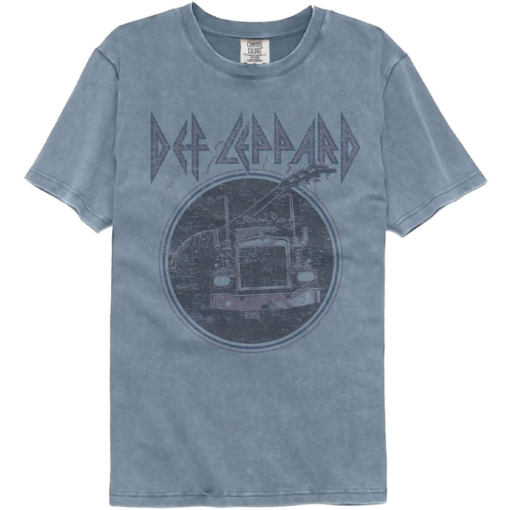Def Leppard Pink Truck Blue Officially Licensed Adult Short Sleeve Comfort Color T-Shirt