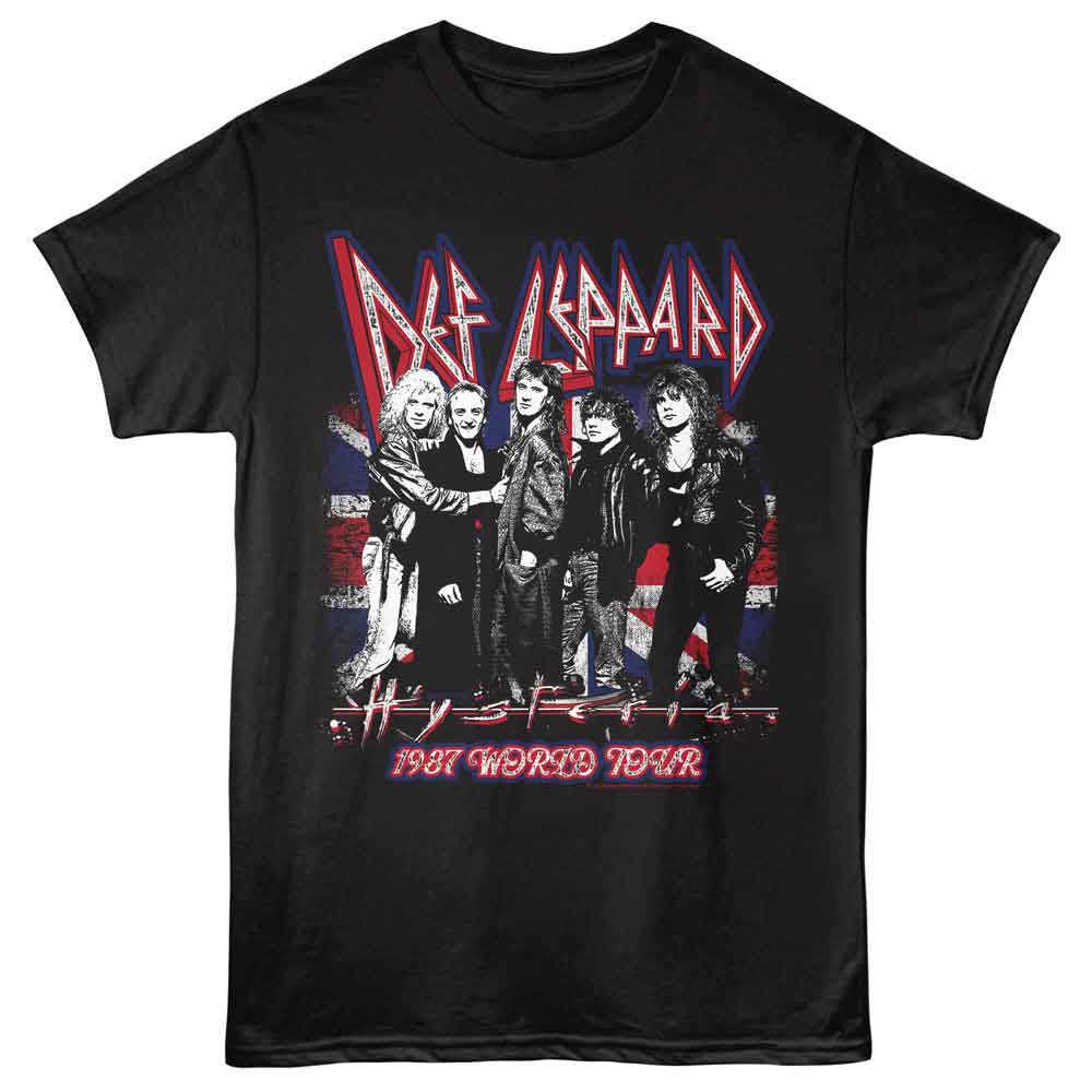 Def Leppard - Hysteria Flag - Front Print Adult Short Sleeve Solid T-Shirt - Black