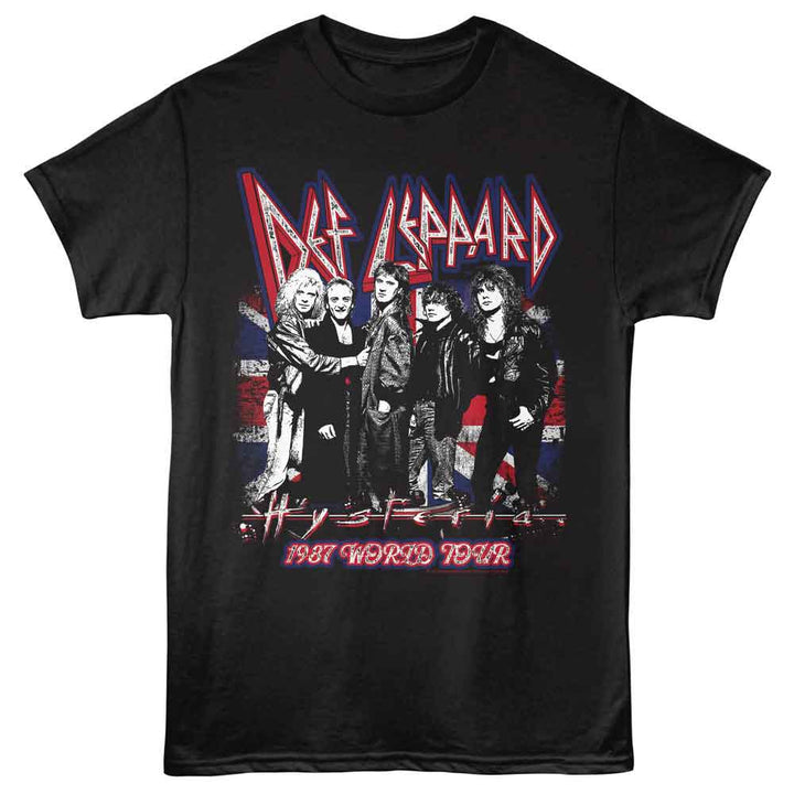 Def Leppard - Hysteria Flag - Front Print Adult Short Sleeve Solid T-Shirt - Black
