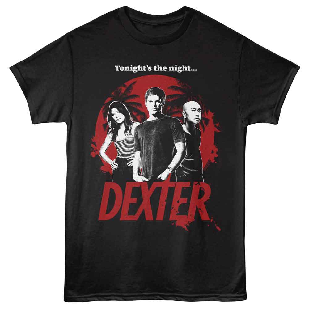 Dexter - Dexer Group And Palm Trees - American Classics - Black Adult Short Sleeve T-Shirt