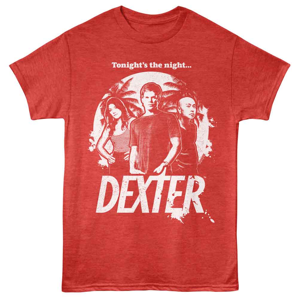 Dexter - Group And Palm Trees One Color - American Classics - Red Heather Adult Short Sleeve T-Shirt