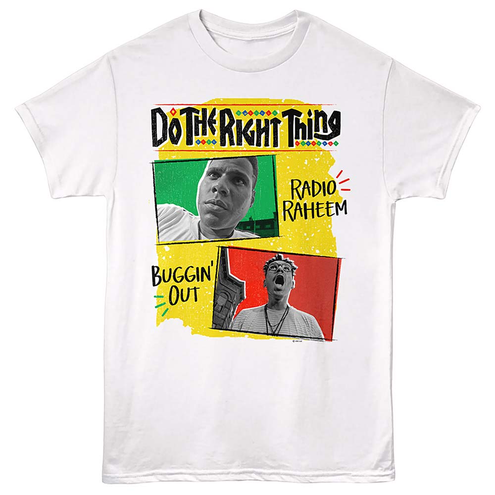 Do The Right Thing - Radio Raheem Panels - Front Print Adult Short Sleeve Solid T-Shirt - White