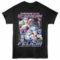 Darkstalkers - Morrigan Vs Felicia - Adult Unisex Short Sleeve T-Shirt - Black