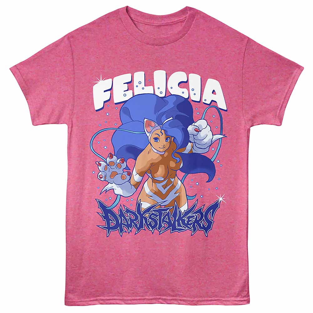 Darkstalkers - Felicia Alt - Unisex Short Sleeve T-Shirt - Retro Pink Heather