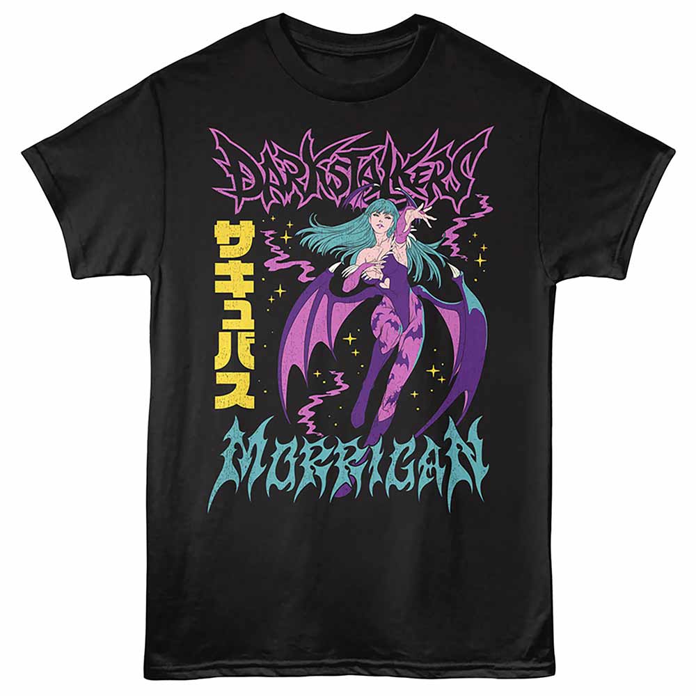 Darkstalkers - Morrigan Night Sky - Adult Unisex Short Sleeve T-Shirt - Black