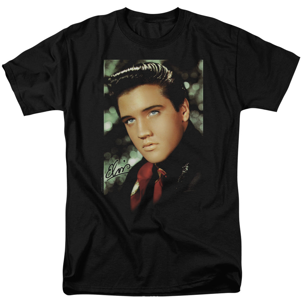 Elvis Presley - Red Scarf - Adult Unisex Short Sleeve T-Shirt - Black