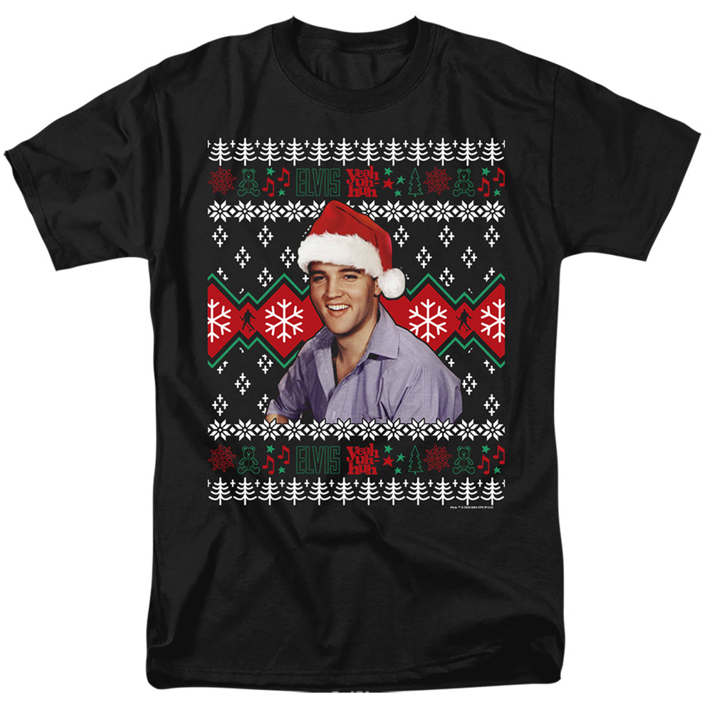 Elvis Presley - Ugly Christmas Sweater - Adult Unisex T-Shirt - Black