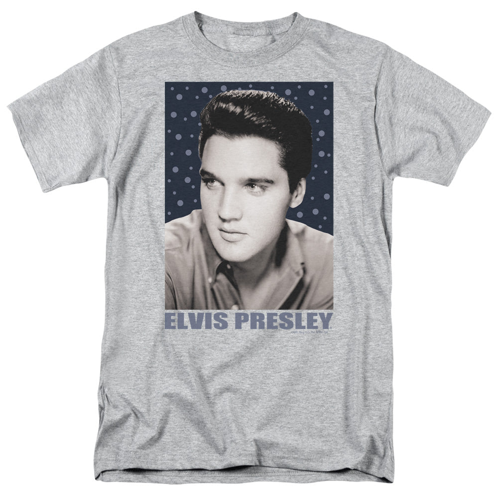 Elvis Presley - Blue Sparkle - Adult Unisex Short Sleeve T-Shirt - Gray