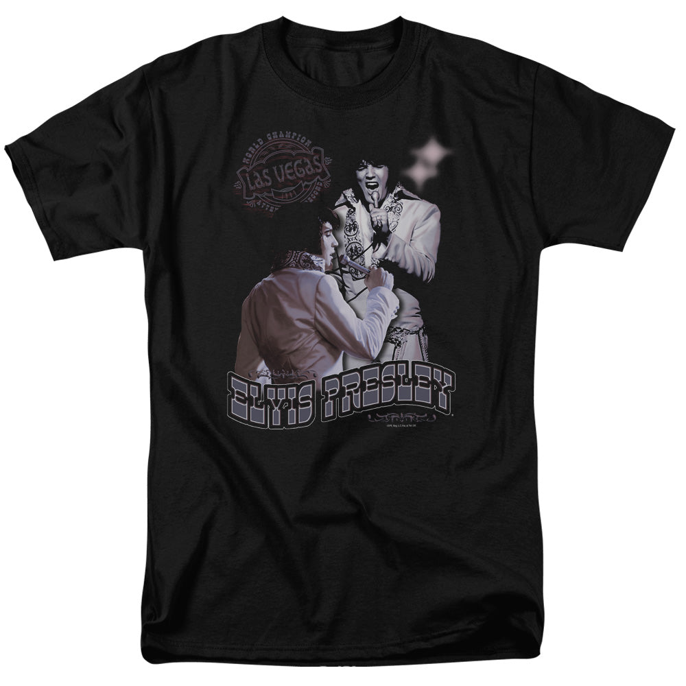 Elvis Presley - Violet Vegas - Adult Unisex Short Sleeve T-Shirt - Black