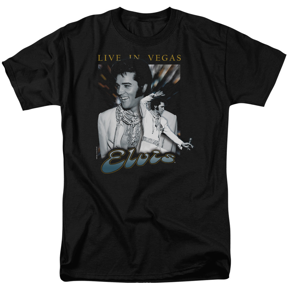 Elvis Presley - Live In Vegas - Adult Unisex Short Sleeve T-Shirt - Black