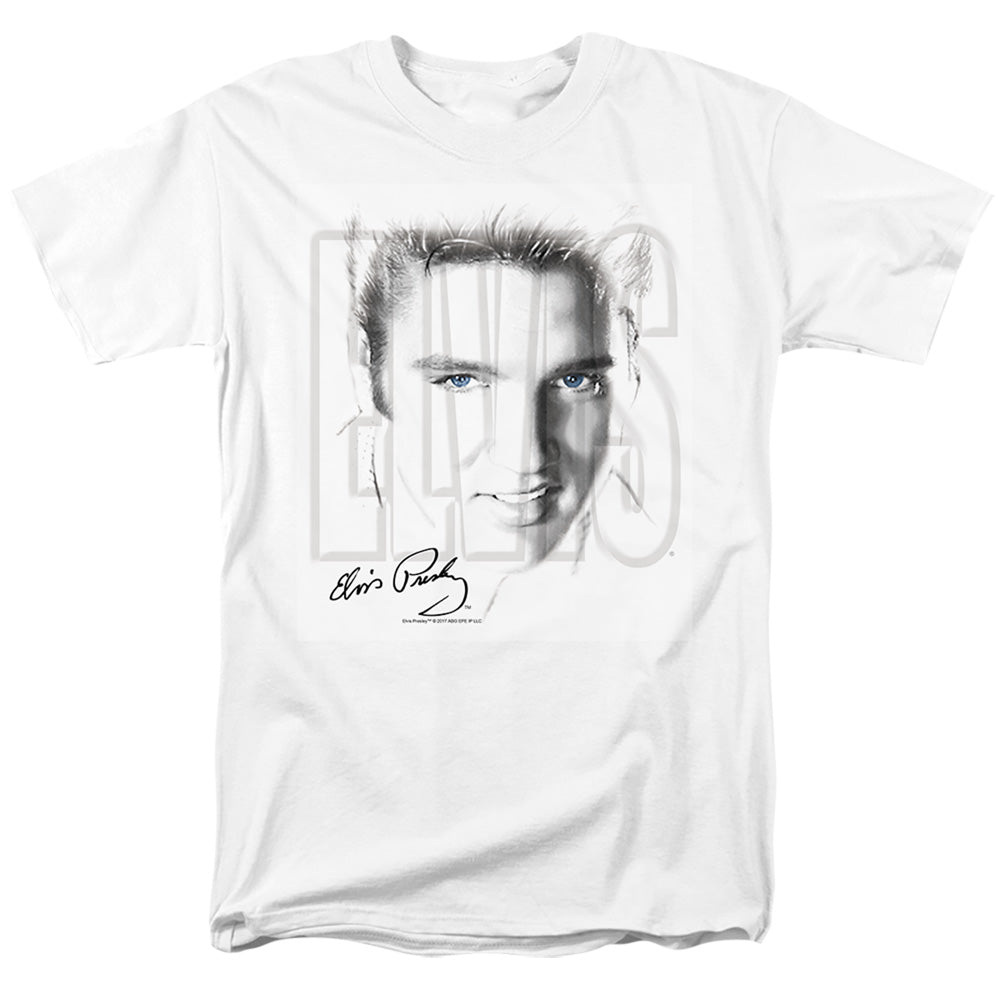 Elvis Presley - Blue Eyes - Adult Unisex Short Sleeve T-Shirt - White