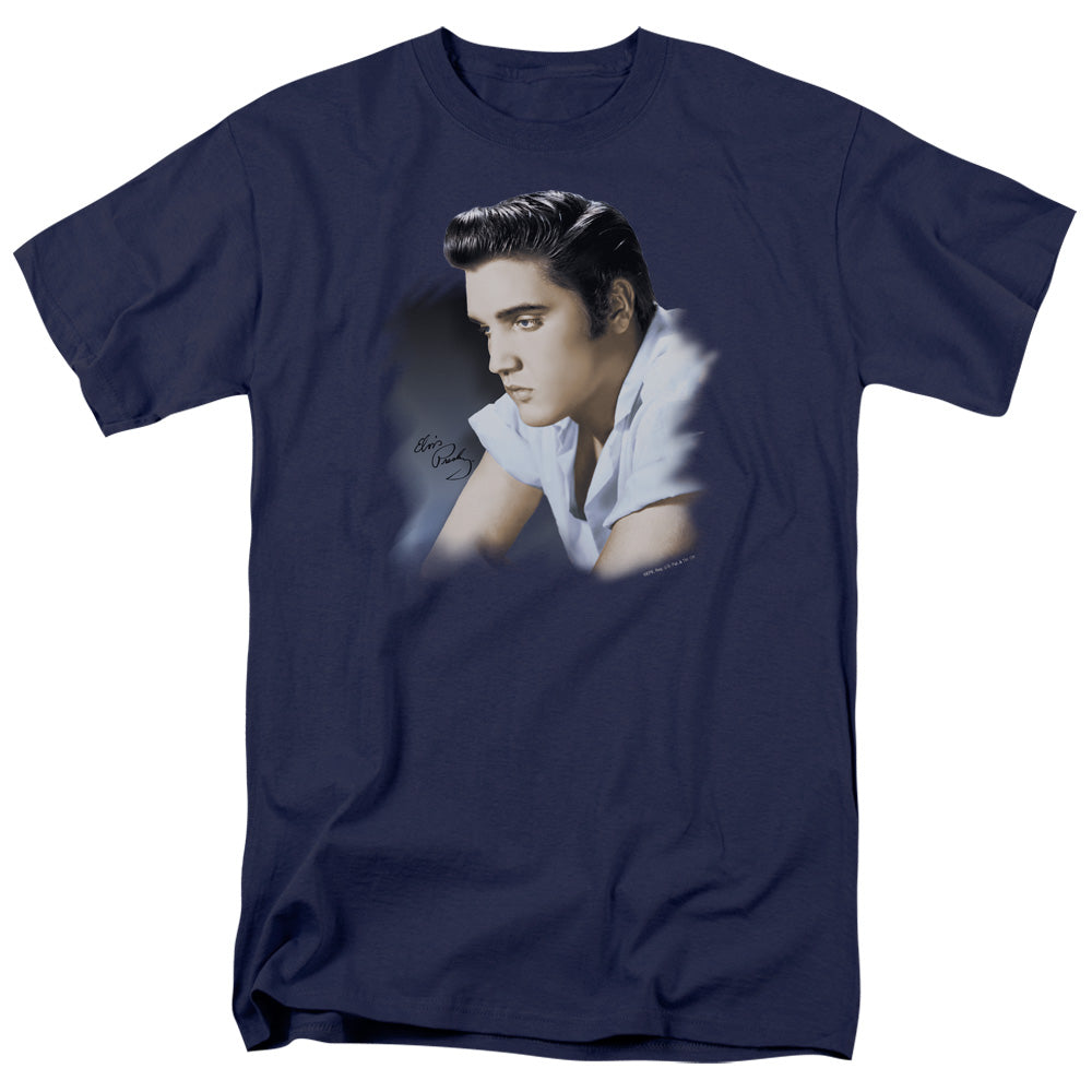 Elvis Presley - Blue Profile - Adult Unisex Short Sleeve T-Shirt - Blue