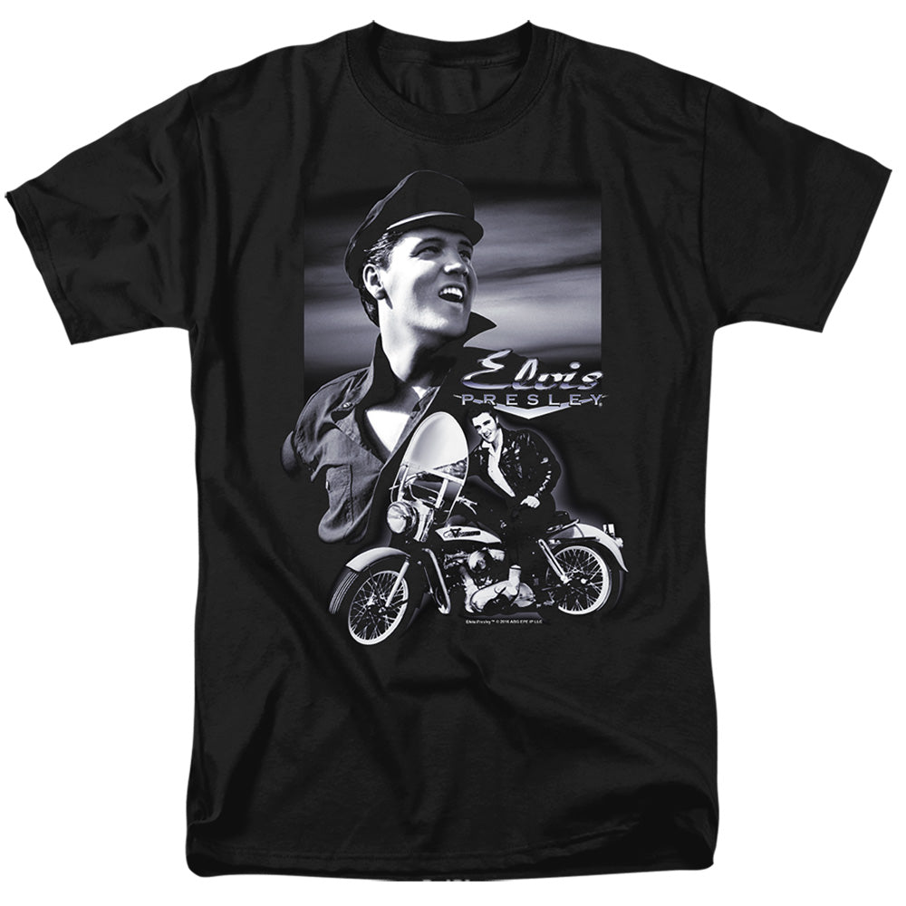 Elvis Presley - Motorcycle - Adult Unisex Short Sleeve T-Shirt - Black