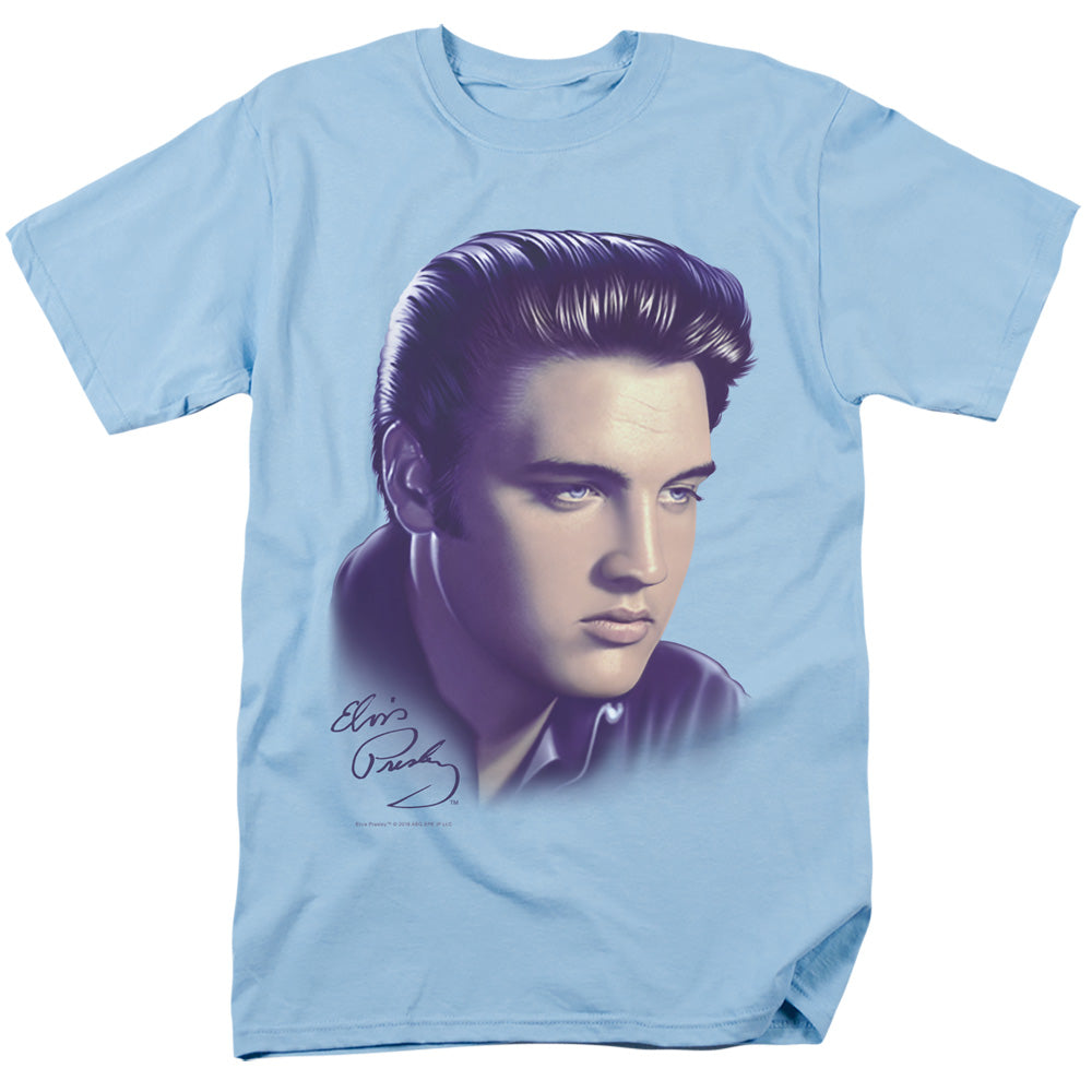 Elvis Presley - Big Portrait - Adult Unisex Short Sleeve T-Shirt - Blue