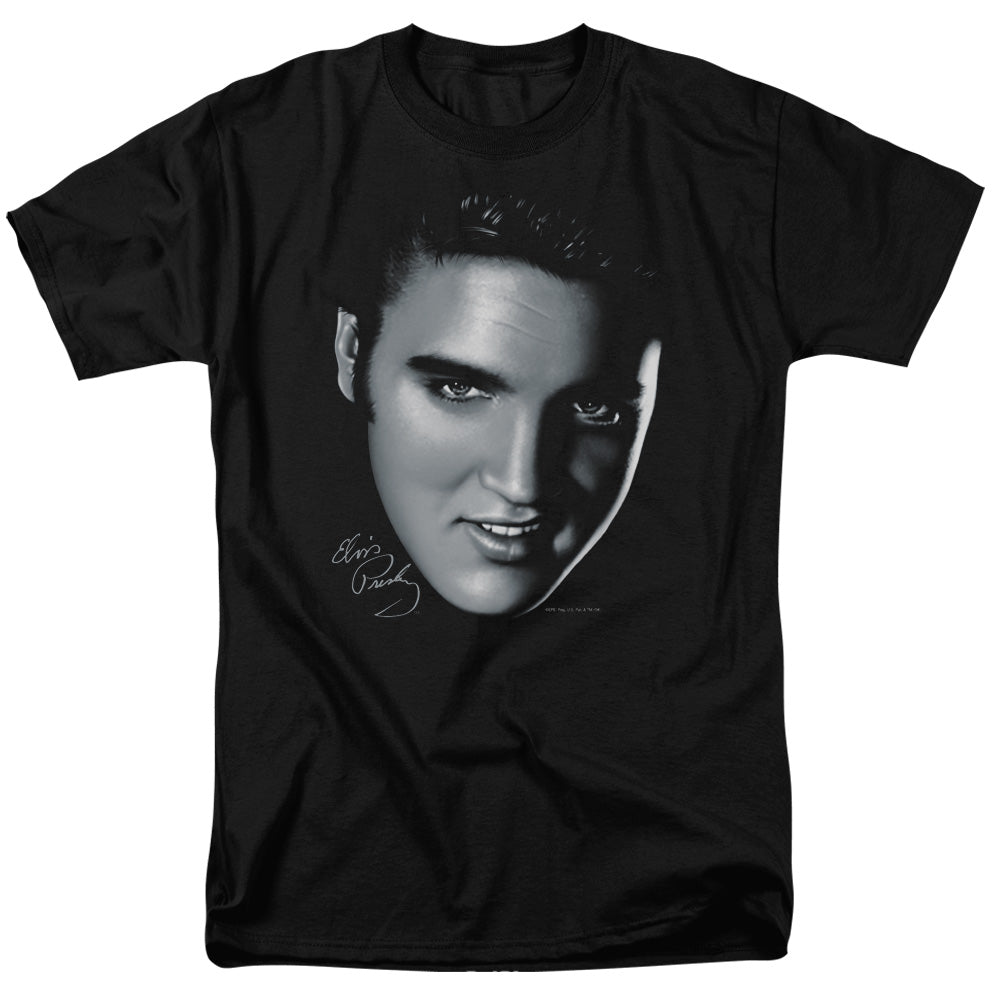 Elvis Presley - Big Face - Adult Unisex Short Sleeve T-Shirt - Black
