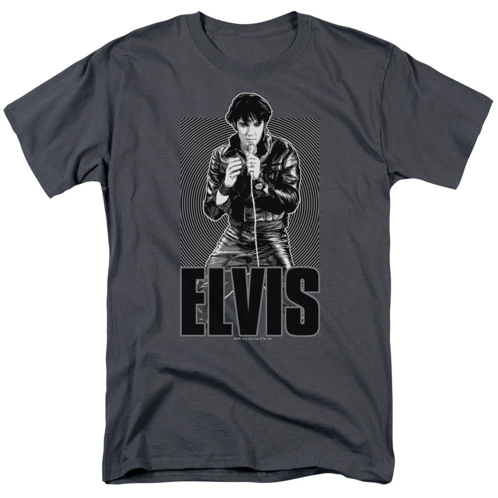 Elvis Presley - Leather - Adult Unisex Short Sleeve T-Shirt - Gray