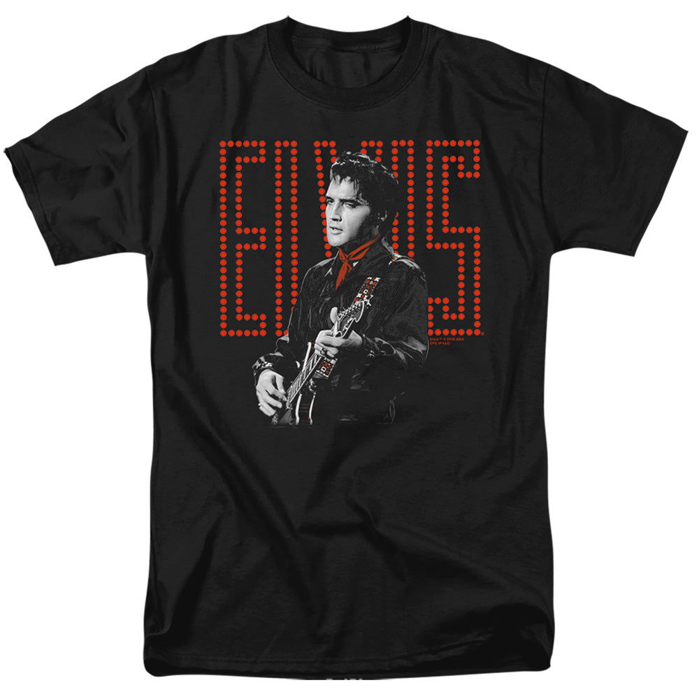 Elvis Presley - Red Guitarman - Adult Unisex Short Sleeve T-Shirt - Black