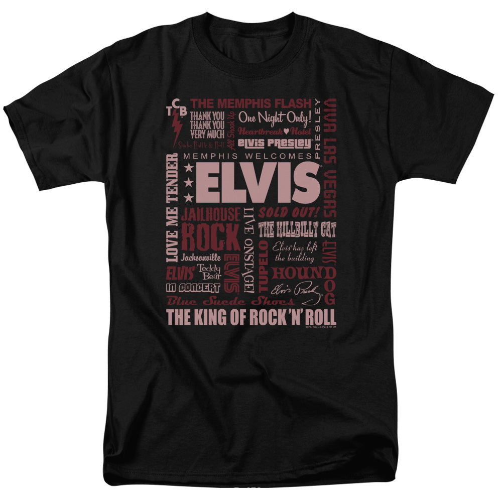 Elvis Presley - Whole Lotta Type - Adult Unisex Short Sleeve T-Shirt - Black