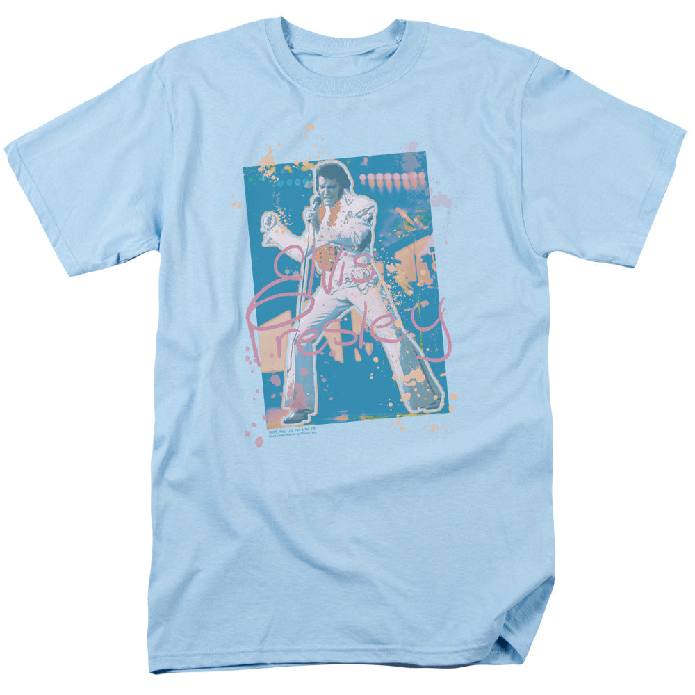 Elvis Presley - Splatter Hawaii - Adult Unisex Short Sleeve T-Shirt - Blue