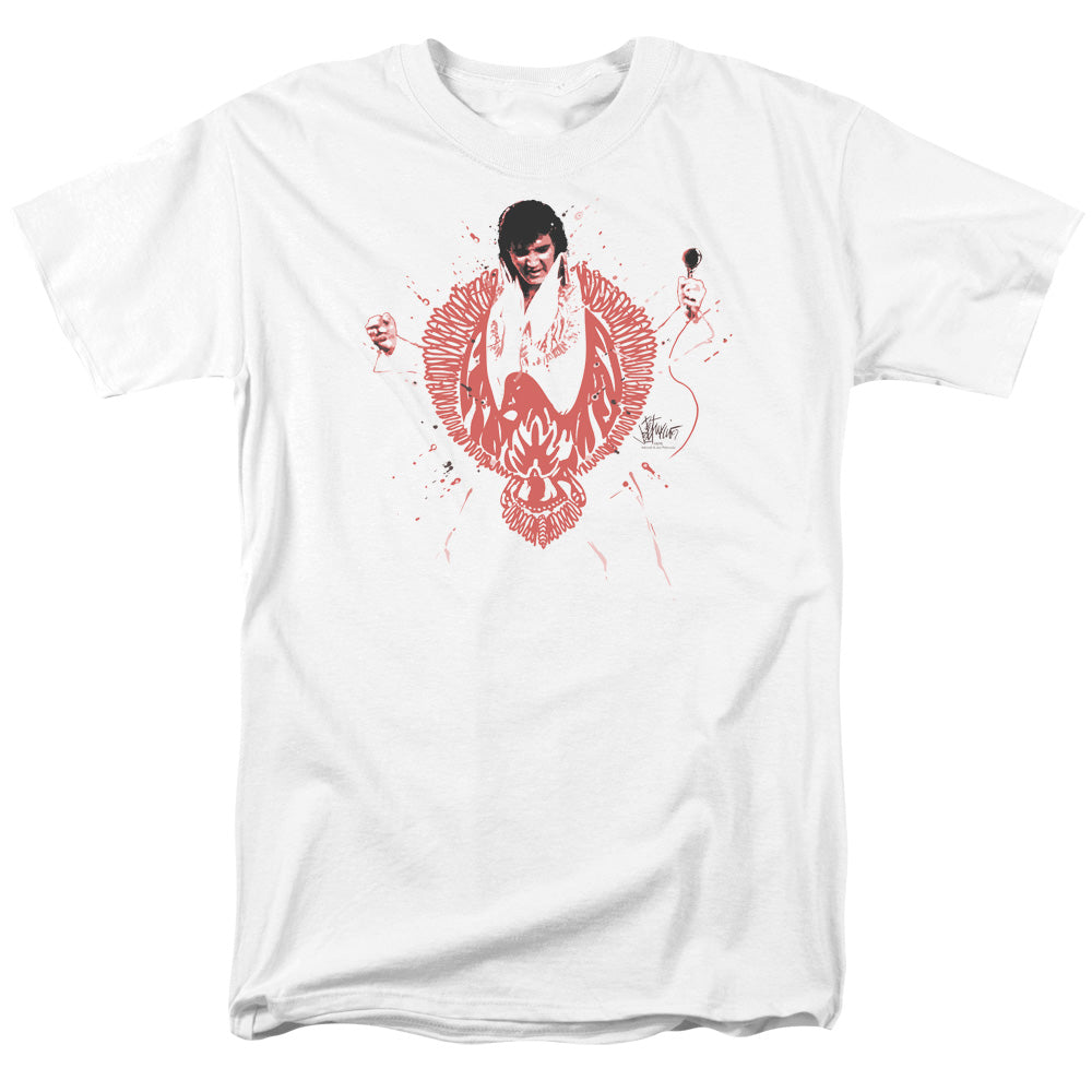 Elvis Presley - Red Pheonix - Adult Unisex Short Sleeve T-Shirt - White