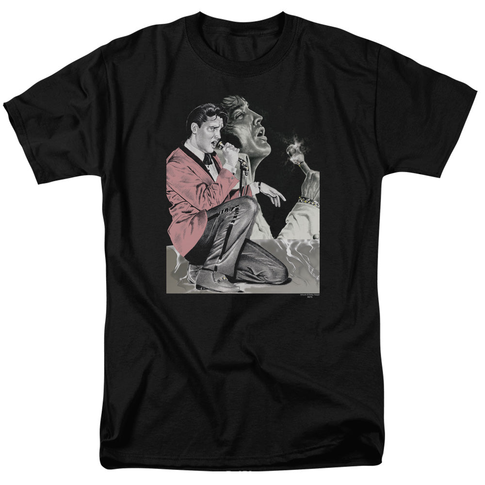 Elvis Presley - Rock N Roll Smoke - Adult Unisex Short Sleeve T-Shirt - Black